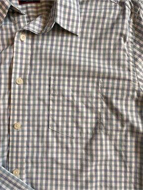 UNTUCKit Men's Long-Sleeve Performance Checkered Shirt - Light Blue  Gray Large